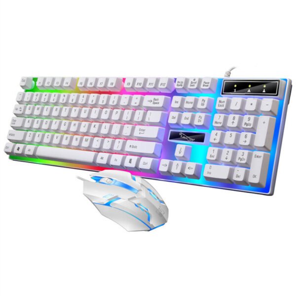 ZGUANGBA G21B Wired 104-Keys Gaming Keyboard and Mouse Set RGB Backlit Mechanial-Feeling Keycaps Waterproof Ergonomics USB Keyboard Mouse Combo for PC Computer Color Black