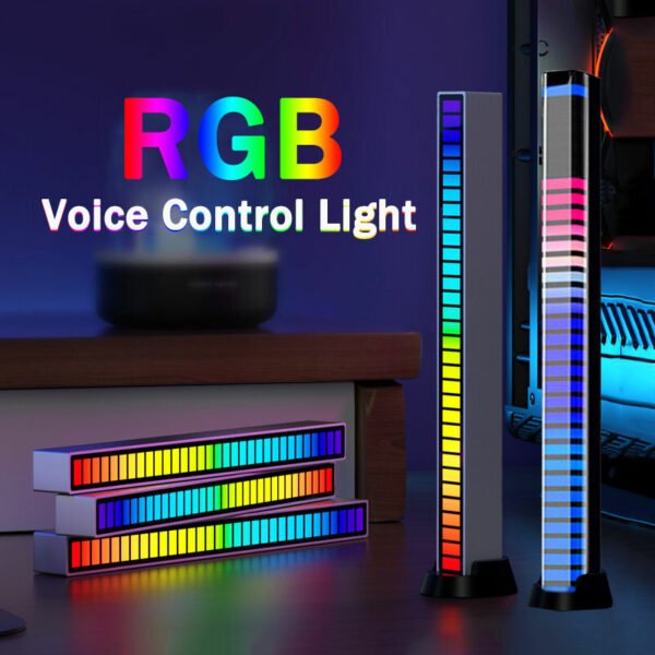 RGB Pickup Lights Sound Control LED Light Smart App Control Color Rhythm Ambient Lamp For Car/Game Computer Desktop Decorative Light Quantity 1pc Color White