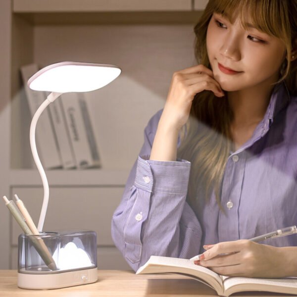 Creative Desk Lamp Eye Protection Bedside Reading LED Night Light Pen Holder for Student Dormitory Type Plug-in