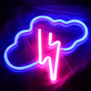 Thunderstorm Shape LED Neon Light Battery Box USB Dual Powered Lightnings Shape Light Color Blue