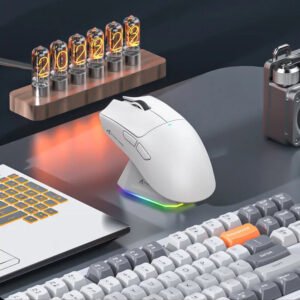 Attack Shark X11 Triple Mode Wireless Mouse Touch Screen Magnetic Charging Dock Ultra Light Macro Gaming Mouse Color Black