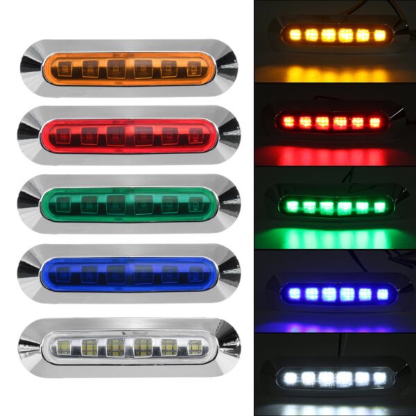 2PCS 6LED Side Marker Lights Lamp 12V 24V for Truck Trailer Caravan Lorry Van Color. Green