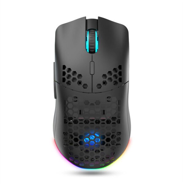 HXSJ T66 Tri-mode Gaming Mouse 3600DPI 650mAh Massive Battery RGB Light Mice with 6 Macro Programming Buttons 2.4G/BT5.3/Wired E-Sports Gamer Mice Color White