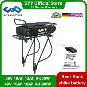 [EU Direct] UNITPACKPOWER T032 48V 15AH Rear Rack Electric Bike Battery 51km Max 2500mAh Lithium Li-ion 18650 Battery with 30A BMS Protection Board 3A Charger for Bafang 1000W 750W 500W 350W Motor Kit