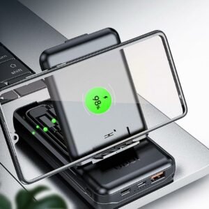 BUDI 7-in-1 Multi-functional Power Bank Adapter Converter Power Box 10000mAh Android USB Bank for Mobile Phone Color Black