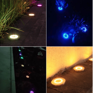 Solar Buried Lights 8LED Stainless Steel Outdoor Inserted Grass Lights Patio Garden Rainproof Lawn Lamp Light Color White Light