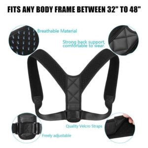 Adjustable Back Support Invisible Shoulder Posture Corrector Unisex Spine Neck Health Correction Belt for Home Office Sport Color Black