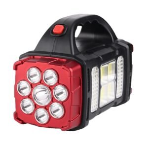 Portable Solar LED Flashlight With COB Work Lights USB Rechargeable Handheld Camping Light 4 Lighting Modes Outdoor Powerful Solar Torch Light Size L Color Red