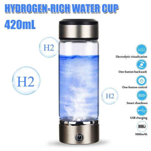 IPRee 420ml Titanium Hydrogen-Rich Water Bottle USB Ionizer Antioxidants Maker Drining Cup