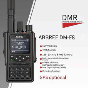 ABBREE DM-F8 GPS DMR UV Dual-Band Digital Walkie Talkie 5W High-power 4000 Channels 2800mAh Voice Recording Two Way Radio