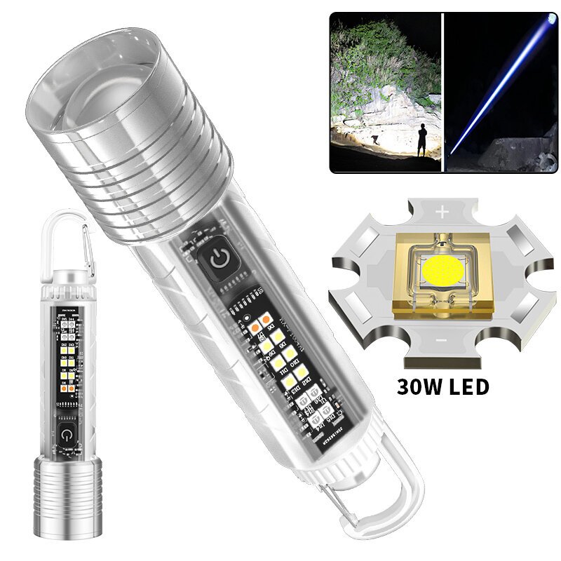bc3e3715-3835-4f3a-8e72-cae7ad207fc1.jpg Super Bright XHP50 LED Flashlight with Long-distance Beam Zoomable Multiple Light Sources Magnetic Hook Multifunctional