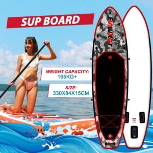 [EU Direct] FunWater Inflatable Paddle Board 12~15PSI Maximum Load 150KG Stand Up Portable Surfboard Pulp Board With Chair ,Waterproof Phonecase, Air Pump, Backpack 330*84*15CM SUPFW10B