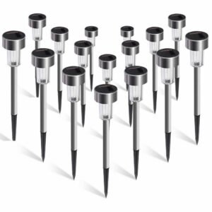16pcs LED Solar Stainless Steel Lawn Lamps Garden Outdoor Landscape Path Light