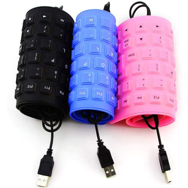 85 Keys Portable Mini USB Keyboard Flexible Waterproof Soft Silicone Gaming Keyboard Tablet Foldable Computer Keyboard Laptop PC Color Black