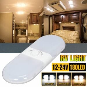 12/24V 180LED Car Round Ceiling Dome Roof Light Interior Light Lamp Dimmable Switch For Camper Van Caravan Motorhome Boat RV