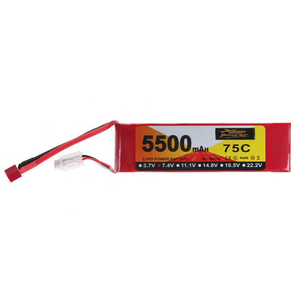 ZOP Power 7.4V 5500mAh 75C 2S LiPo Battery T Deans Plug for RC Car