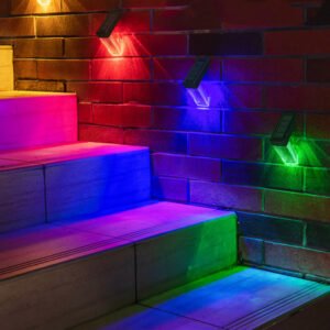 Solar Light Outdoor Waterproof Light Sensor RGB+White Light RGB+Warm Light Stair Step Lights Garden Decoration Patio Wall Lights Light Color RGB+Warm White