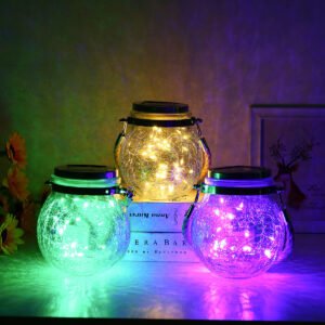 20/30 LED Solar Crack Glass Jar Fairy String Lamp Waterproof Outdoor Garden Light Color Warm White LED Quantity 20LED