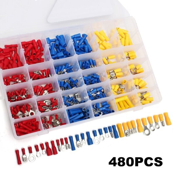 480PCS EC09 Versatile Copper PVC Tinplate Wire Connectors Set Multi-colored Suitable for Varied Cable Sizes Ideal for Wiring Projects Electrical Connections High Conductivity