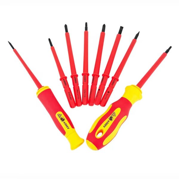 10 in 1 Insulated Screwdriver Set Home Maintenance Electrician Kit Anti Electric Red Ergonomic Handles for Electrical Repairs and Home Devices