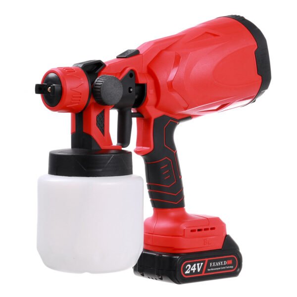 Drillpro 800mL Red/Blue Suction Type Cordless Paint Sprayer Electric Paint Woodworking Spray Gun Type 1 Battery & 1 Chager