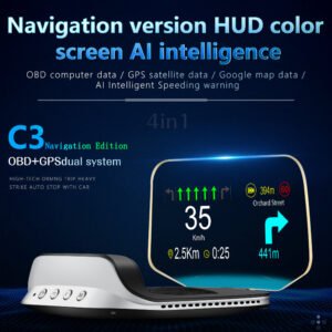 Portable HD Head-Up Display Car OBD Speed Navigation Projector Car Display Screen Car OBD Speed Navigation Projector No Ghosting cAR Head-Up Display Color White