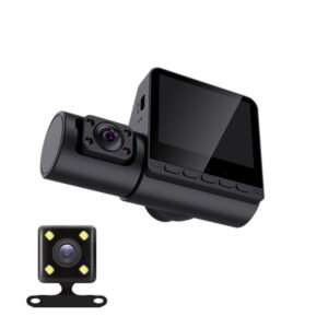 2-Inch Driving Recorder 3-Channel Car DVR High-Definition 1080P Three-Lens Parking Monitoring With Night Vision Color Black