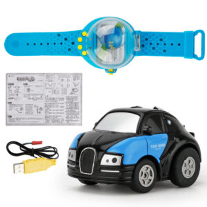 Children Boys Gift Cartoon Mini RC Remote Control Car Watch Toys Electric Wrist Rechargeable Wrist Watch Racing Cars Color Black