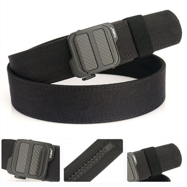 TUSHI 120cm Length Outdoor Shooter Belt Double Layered Quick Release Nylon Waist Belt for Cross-border Training Shooting and Outdoor Recreation Color Black