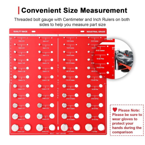 44 Nut and Bolt Thread Checker Bolt Size and Thread Gauge Identifier Standard Ruler with Inches and Centimeters On Both Sides