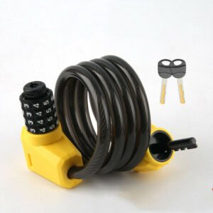 4 Digit Code Anti-theft Steal Firm Cable Security Bicycle Lock with Light Color Black