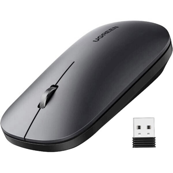 UGreen MU001 Dual Mode Wireless Mute Mouse 3 Buttons 4000DPI Low Power Consumption 2.4G Wireless+BT3.0/5.0 Mice for Home Office Gaming Color Black