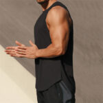 TENGOO Men's Quick-drying Sports Vest Breathable Elastic Sleeveless Fitness Tank Top for Outdoor Basketball Running Training Size L