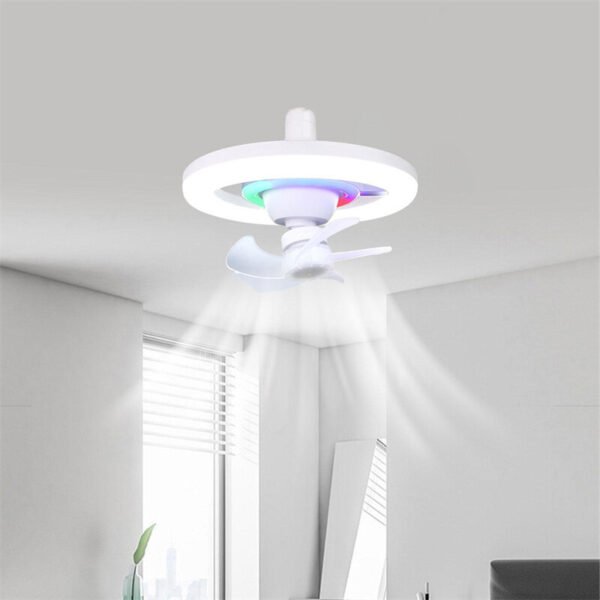 60W Ceiling Fan with AC85-265V E27 Smart Remote Control RGB Fan Lamp 360 Degree Rotatable for Kitchen Office Dining Room Type With remote control 60led