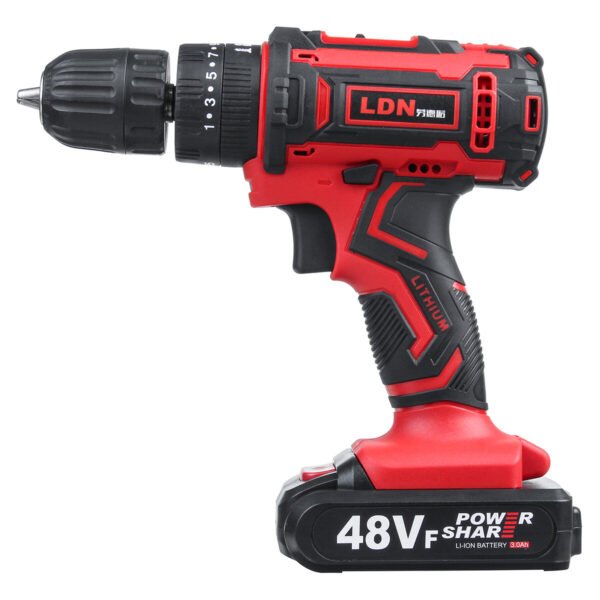 48VF Cordless Electric Impact Drill Rechargeable Drill Screwdriver W/ 1 or 2 Li-ion Battery Battery One Battery