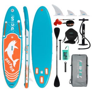 [EU Direct] FunWater Inflatable Stand Up Paddle Board Surfboard Complete Paddle Board Accessories With Saddle Seat, Adjustable Paddle Pump, ISUP Travel Backpack, Leash, Waterproof Bag Adult Paddle Board SUPFW08C SUPFW09C Model SUPFW08C