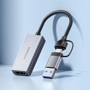 HAGiBiS USB 3.0 Video Capture Card HD to USB/Type-C Game Grabber Record 1080P/60Hz Aluminum Alloy Shell MS2130 for Switch Xbox PS4/5 Live Broadcast
