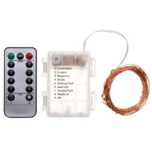 Battery Powered 5M 50LEDs Waterproof Copper Wire Fairy String Light for Christmas +Remote Control Color. Red
