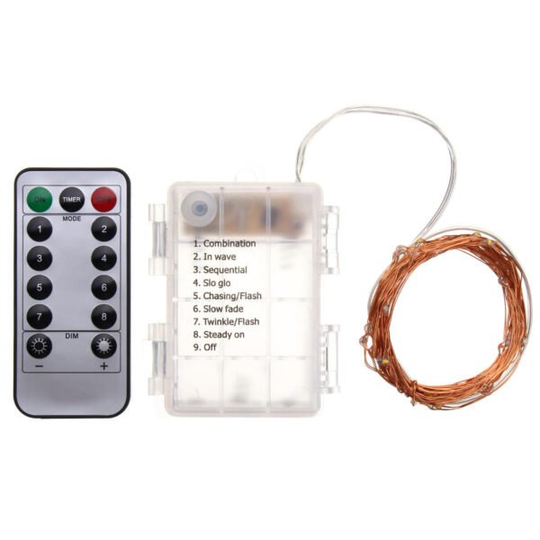 Battery Powered 5M 50LEDs Waterproof Copper Wire Fairy String Light for Christmas +Remote Control Color. Red
