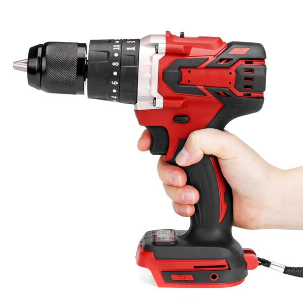 13mm 3 In 1 Brushless Impact Drill Hammer Cordless Elctric Hammer Drill Adapted To 18V Mak Battery Color Red