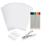 198Pcs/145Pcs/33Pcs DIY Heat Shrink Plastic Sheet Kit Shrinky Art Paper Hole Punch Keychains Pencils Type Type A