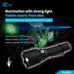 CYANSKY K3 V2.0 2000LM 700M Long-distance Strong LED Flashlight High-Performance Professional Tactical Torch Outdoor Searching Light Color Black