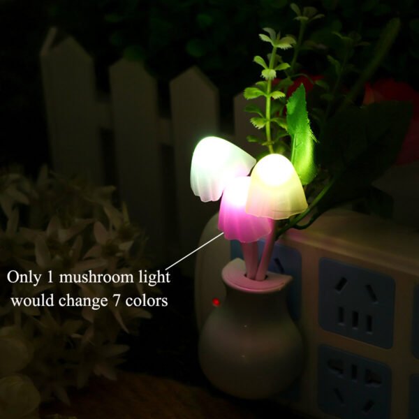 Romantic Flower Mushroom LED Night Light Sensor Baby Bed Lamp Decor US Plug Type A