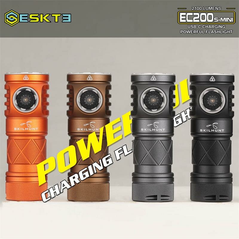 e5a3dcdc-7a6b-4f14-8ef1-3eb9a669053a.jpg SKILHUNT EC200S-Mini XP-G4 + NiCHIA 519A 6500K + 3000K 2100+570 Lumens Dual Channel USB-C Rechargeable Powerful EDC Flashlight High CRI Warm White Light IPX8 Waterproof Color Black