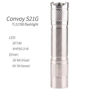 Convoy S21G Ti SFT40 / HP50.3 HI LED 12 Groups Modes Powerful LED Flashlight 21700 Battery Type-C Charging Port Torch For Camping Hiking Fishing Design 6500K Design For Outdoor XHP50.3 HI R70