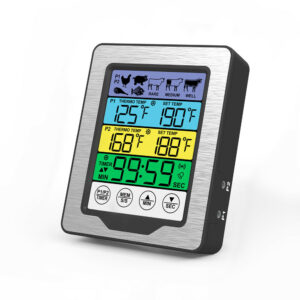 Dual Probe Large Colorful Touchscreen Food Meat Thermometer Kitchen Cooking BBQ Thermometer High Temperature Alarm Fahrenheit or Celsius Preset Temperature With Stand