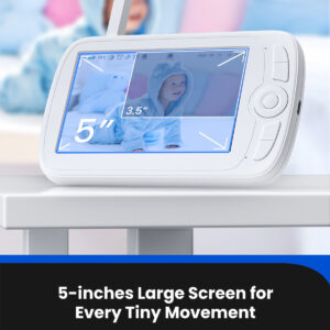 [EU Direct] Proscenic BM300 5inch Baby Video Monitor with 1080P PTZ Camera Remote Viewing IR Night Vision Two-way Intercome Alarming 8 Lullabies Temperature Monitoring Security Camcorder