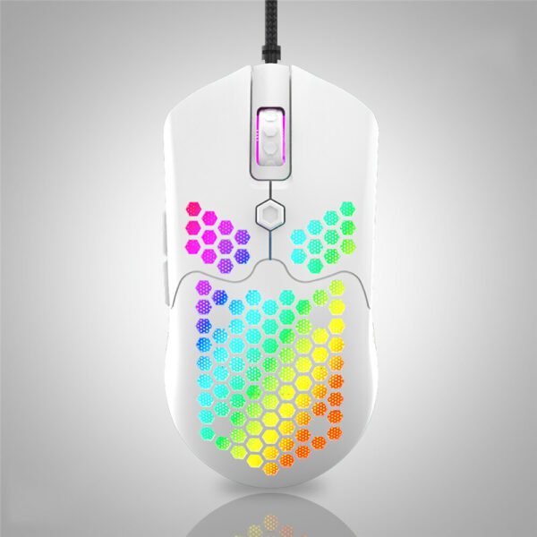 ZIYOULANG M5 Wired Game Mouse Breathing RGB Colorful Hollow Honeycomb Shape 12000DPI Gaming Mouse USB Wired Gamer Mice for Desktop Computer Laptop PC Color Black