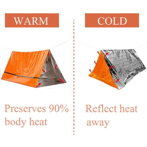 2 Person Emergency Shelter Bivy Survival Tent Kit Mylar Tube Tent Sleeping Bag Waterproof Outdoor SOS Thermal Blanket Reusable Type #1