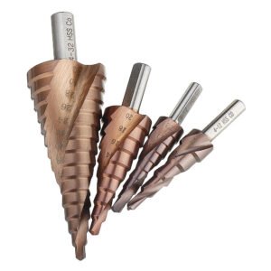 Drillpro HSS-Co M35 Cobalt Step Drill Bit Triangle Shank 4-12/4-20/4-32mm Spiral Flute Step Drill Size1 4-20mm